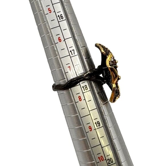 NEW Flower Cocktail Ring Sz.7 14K Black Gold Over S925 Silver Orchid Glam Fairy - Picture 11 of 13